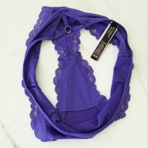Victoria's Secret Very Sexy Smooth Cutout Caged Back Thong Panty Purple NWT - Picture 8 of 12